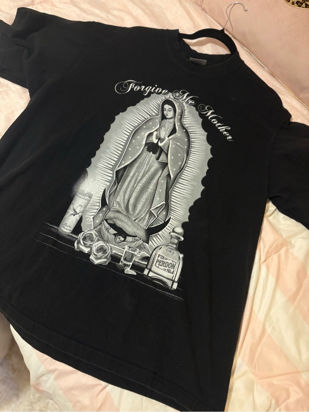 Forgive Me Mother Graphic Long Sleeve Tee - Black